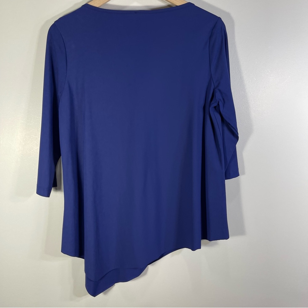 Porto Women's Asymmetrical Top Size 2 Color Blue - Picture 5 of 12